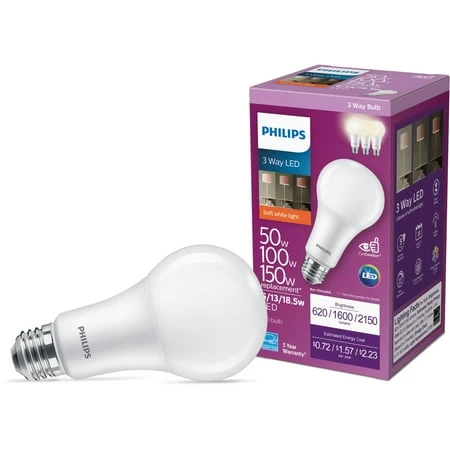 Philips 50/100/150w Equivalent Soft White A21 Medium 3-way Led Light Bulb