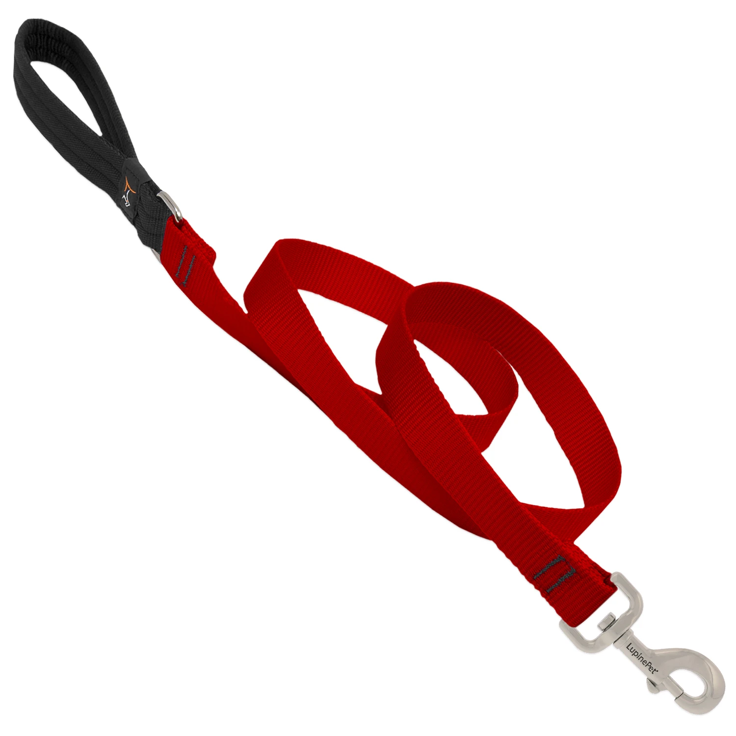 1-inch X 6-foot Solid Red Dog Leash — Durable Nylon Webbing, Padded Handle