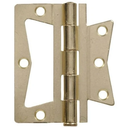 3-1/2" Non Mortise Hinge - Removable Pin - Brass Finish 2pk Hillman Door Hinges
