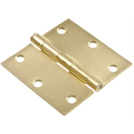 Door Hinges: The Hillman Group Hinges 3-1/2 In. Satin Brass Residential Door Hinge With Square Corner Removable Pin Full Mortise (9-pack) 852608.0