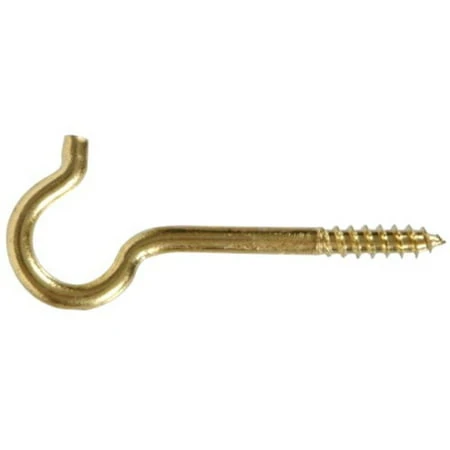 The Hillman Group The Hillman Group 852432 .192 X 3-3/8 In. Solid Brass Round Ceiling Type Screw Hook 2-pack