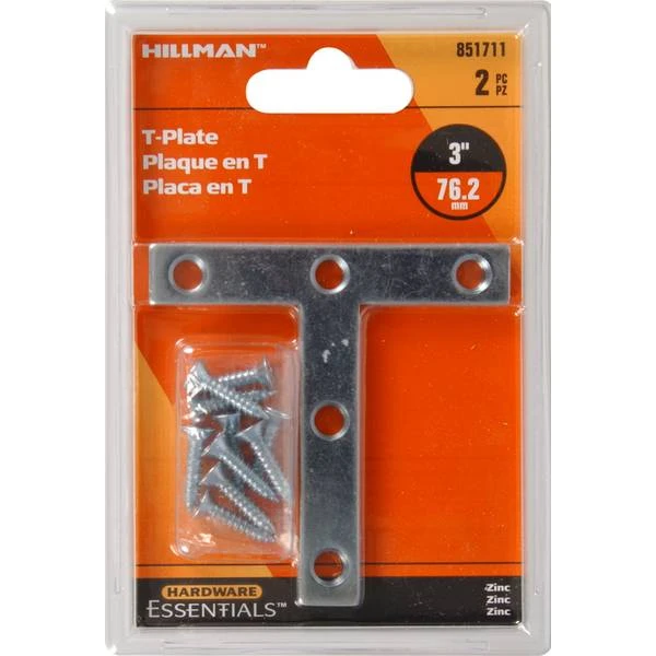 3 X 3 Inch Zinc Plated T-plate Mending Plates By Hillman - Model 851711