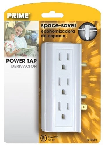 Wire & Cable White 15a 6-outlet Space Saver Power Tap Model Pb801020