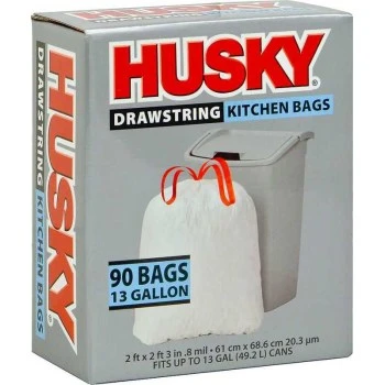 Poly-america Hk13xdse090w 13 Gallon 0.8 Mil. Kitchen Draw String Bag White