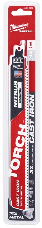 Torch 9 In. 7 Tpi Nitrus Carbide Teeth Metal Cutting Reciprocating Saw Blade