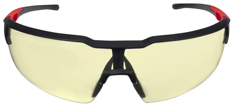 Safety Glasses With Yellow Anti-scratch Lenses, Red/black Frame, Model 48-73-2100