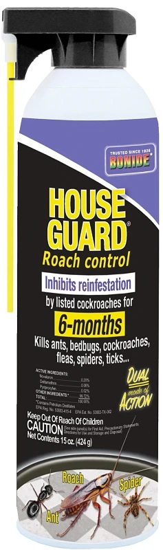 House Guard Roach Control, Long Lasting Dual Action Formula Kills Roaches And More, 15 Oz. Ready-to-use Aerosol Spray