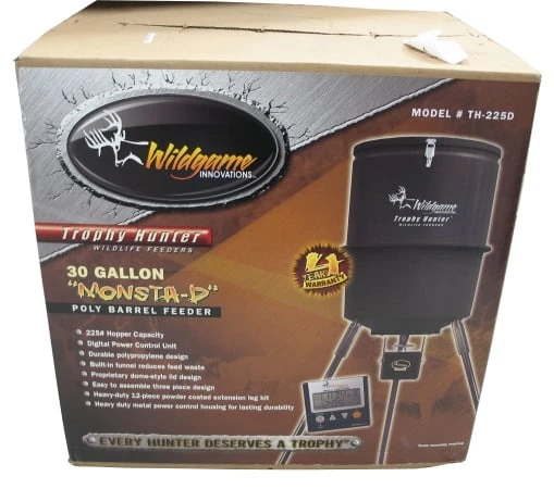 30 Gallon Monsta-d Poly Barrel Feeder Th-225d For Wildlife And Game Feeding