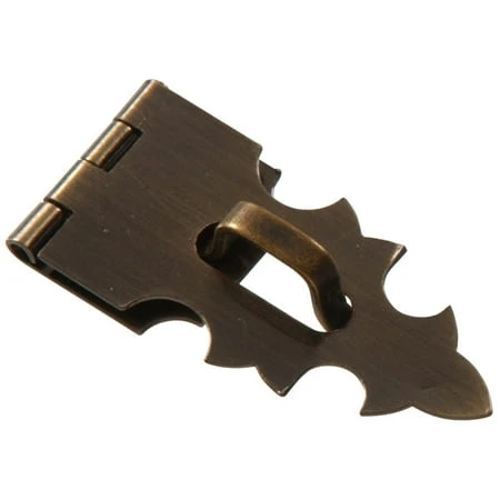 The Hillman Group The Hillman Group 852400 5/8 X 1-7/8' Solid Brass Decorative Mini Hasp - Antique Brass Finish 1-pack