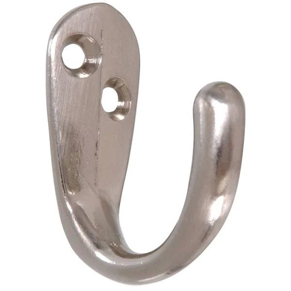 The Hillman Group 852283 Clothes Hook- Satin Nickel 2-pack