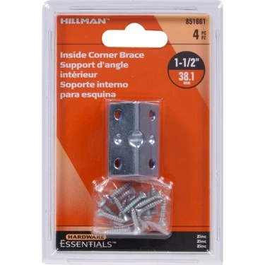 1-1/2" X 3/4" Zinc Plated Inside Corner Brace - Hillman Mending Plates 851661
