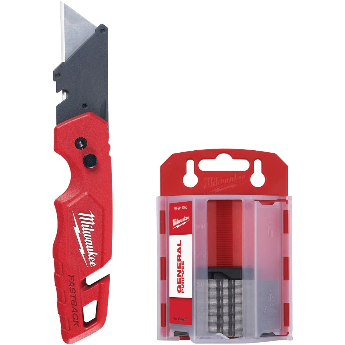 Fastback Folding Utility Knife With Storage & 50-piece General Purpose Blades