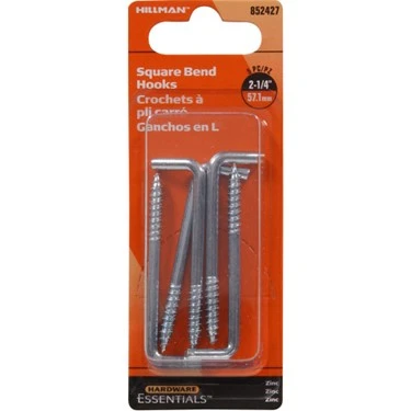 The Hillman Group The Hillman Group 852427 .162 X 2-1/4 In. Zinc-plated Square Bend Hook 5-pack