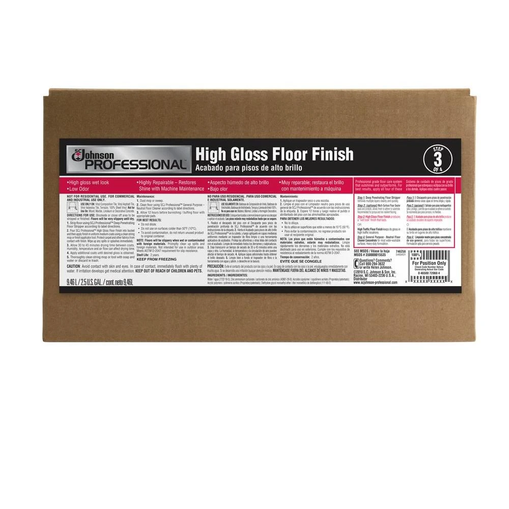 Professional High Gloss Floor Cleaner, 2-1/2 Gallon For Superior Shine
