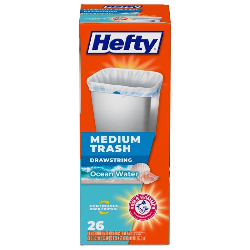 8 Gal. White Drawstring Ocean Water Scent Trash Bag (26-count)