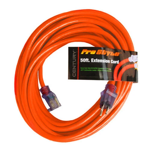 50 Foot Heavy Duty 12 Gauge Orange Insulated Extension Cord For Indoor And Outdoor Use