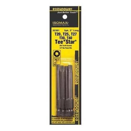 32301 Tee Star Bit Set, T20-t40, 3 Inch, 5 Pieces