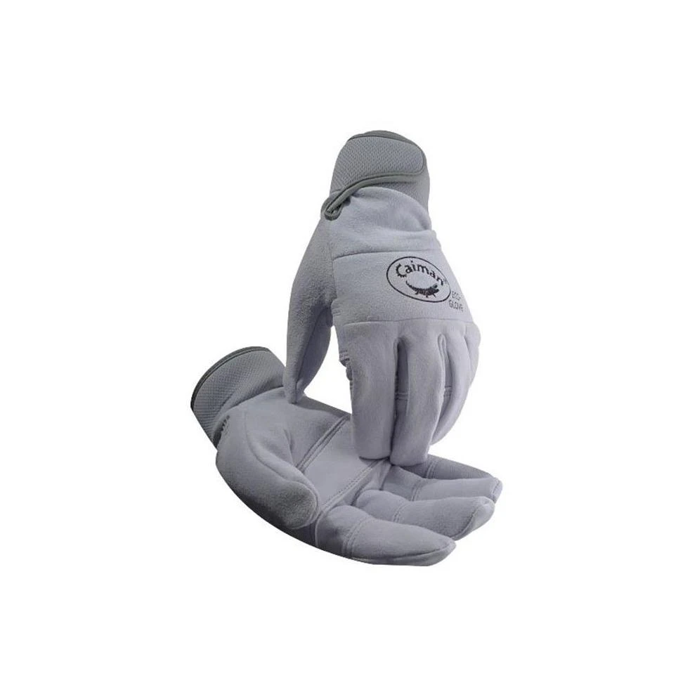 607-2905-l Deer Split Leather Eco-gloves, Pearl Gray, Medium & Large Sizes
