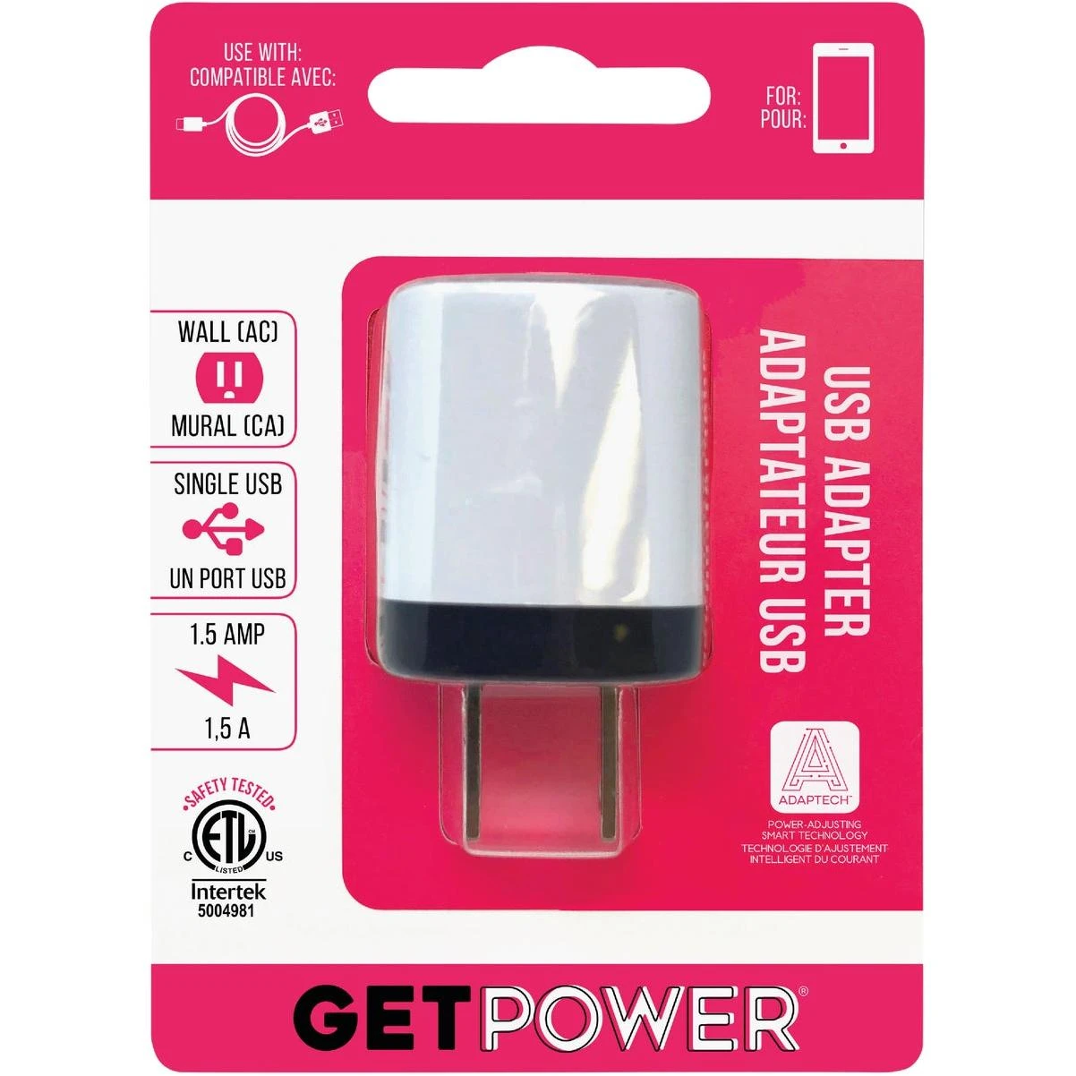 Single Usb To Ac White Wall Adapter Charger
