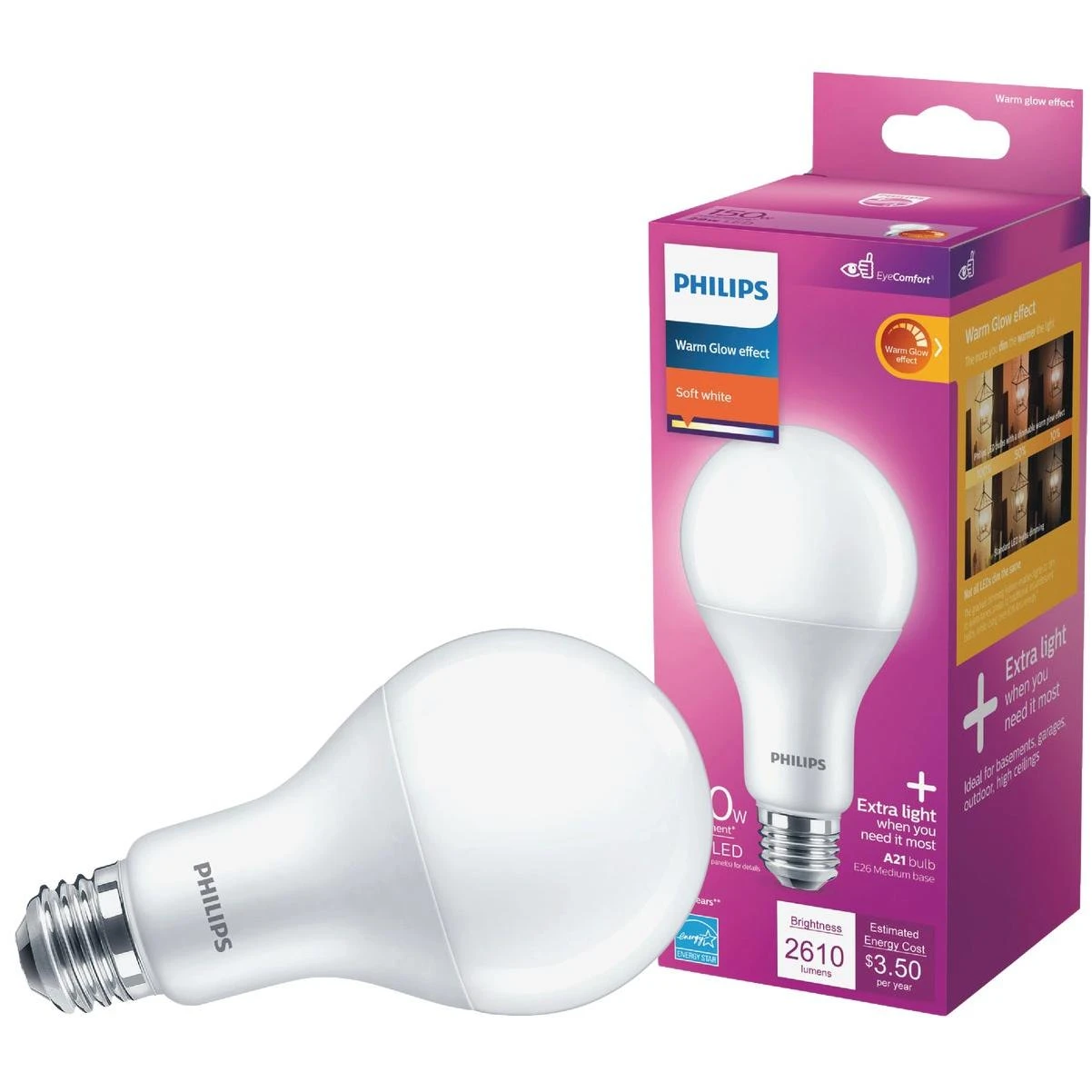 Warm Glow 150w Equivalent Soft White A21 Medium Dimmable Led Light Bulb