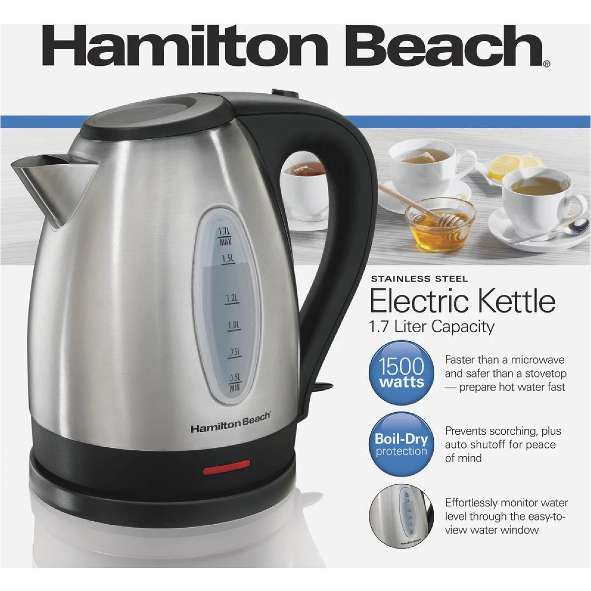 1.7l Stainless Steel Electric Kettle With Led Light Ring
