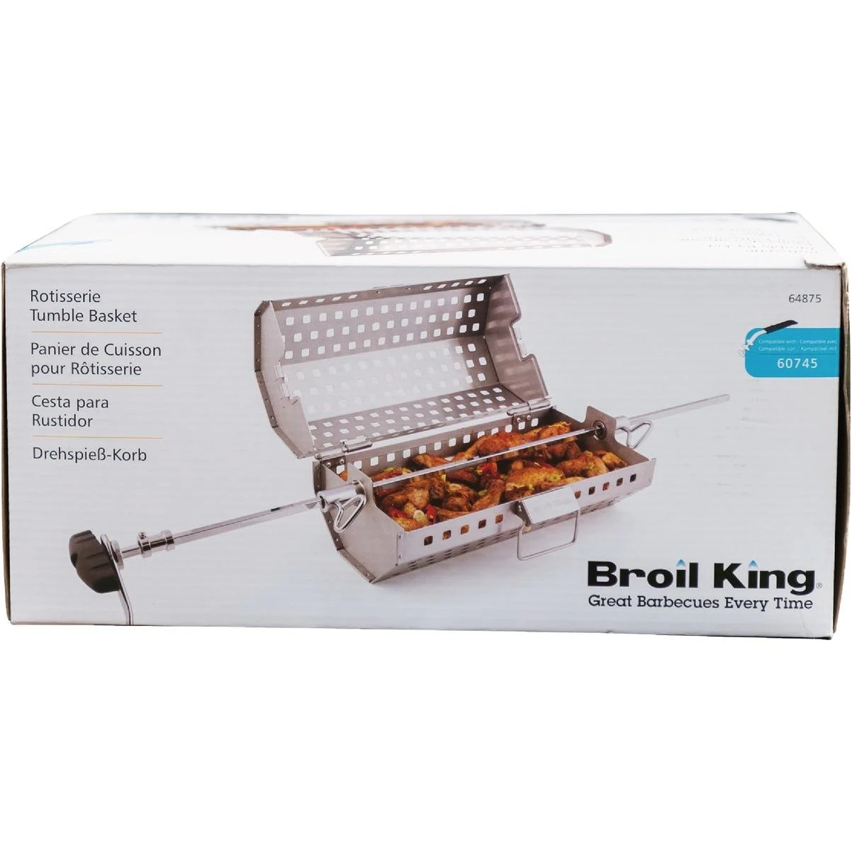 Broil King Stainless Steel Rotisserie Tumble Basket & Spit Rod – Model 64875