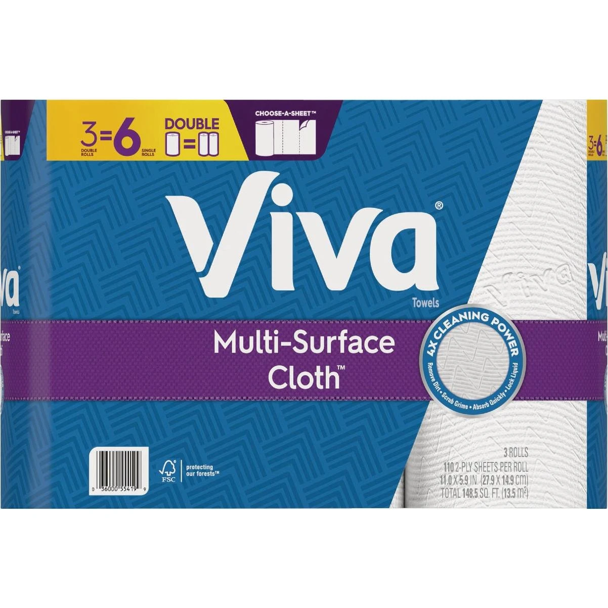 Multi-surface Cloth Choose-a-sheet Paper Towels (3 Double Rolls)