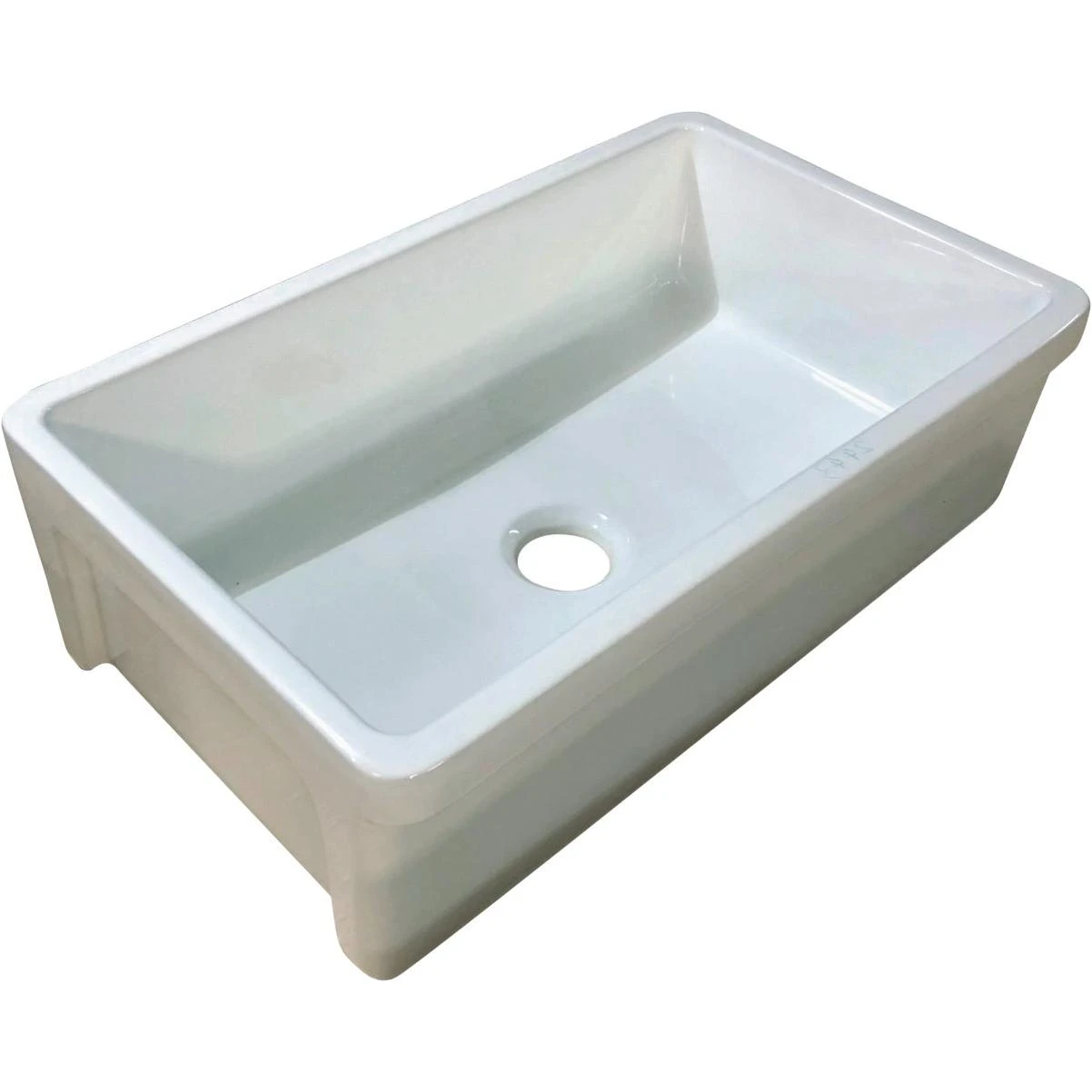 Compass Manufacturing Single Bowl 33 In. X 20 In. X 10 In. White Porcelain Undermount Flat Front Kitchen Farm Sink