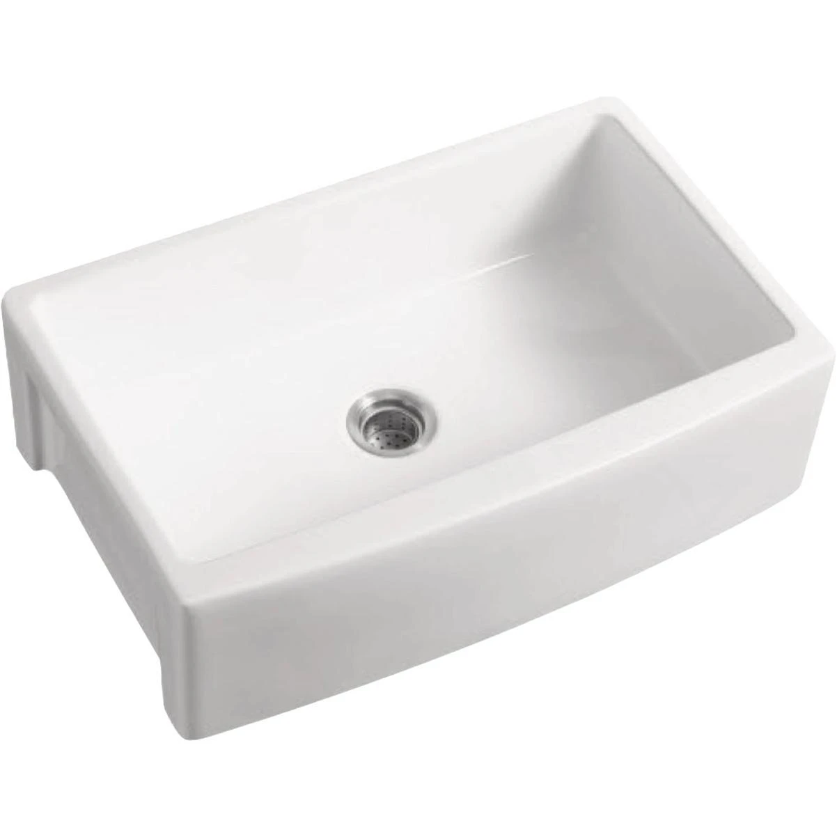Compass Manufacturing Single Bowl 33 In. X 21 In. X 10 In. White Porcelain Undermount Curved Front Kitchen Farm Sink