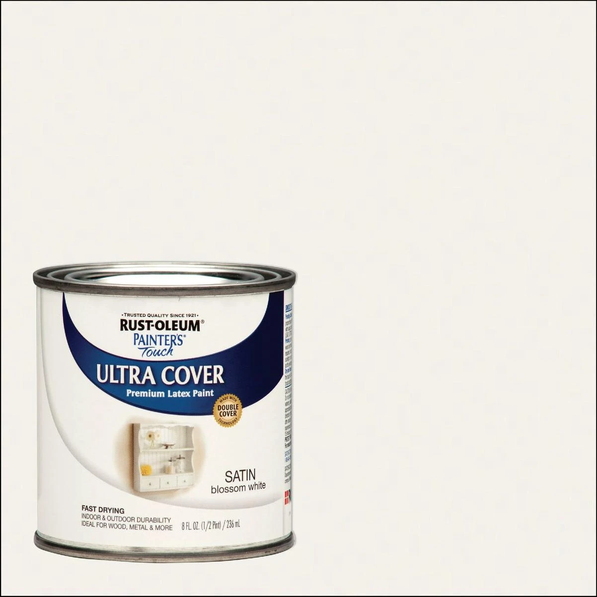 Painter's Touch 2x Ultra Cover Premium Latex Paint, Satin Blossom White, 1/2 Pt.