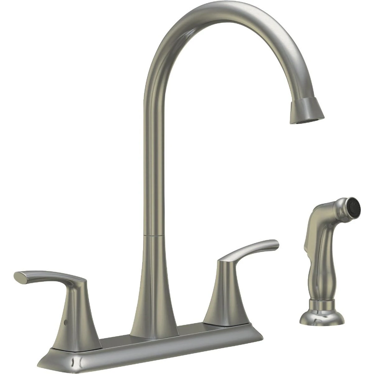 Compass Manufacturing 5279bn-ws Brookfield 2-handle Brushed Nickel Hi Rise Kitchen Faucet With Spray