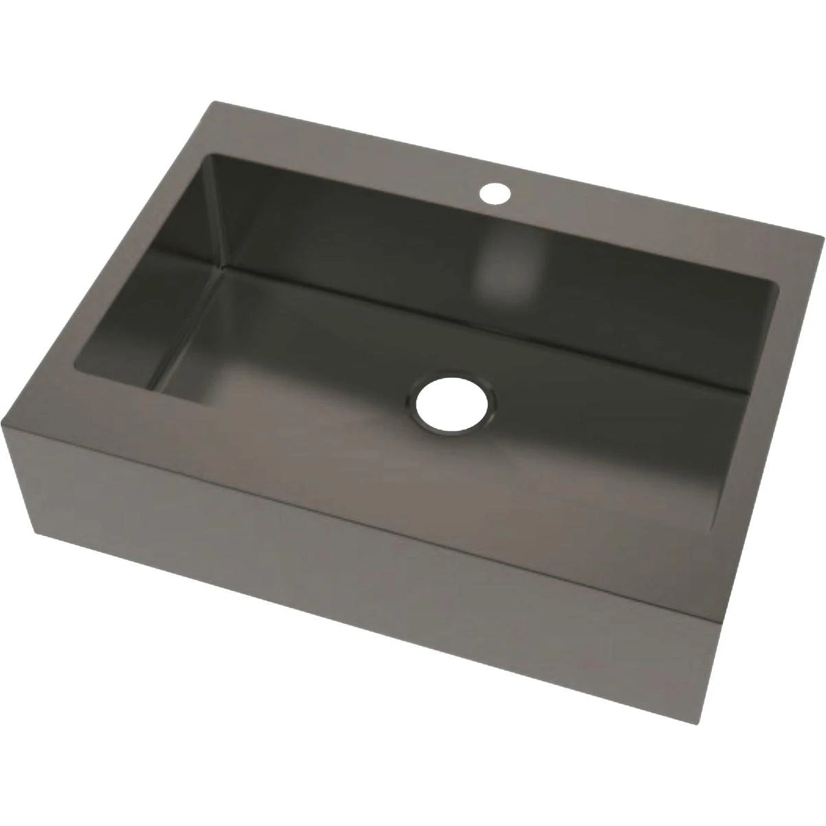 Compass Manufacturing Single Bowl 33 In. X 24 In. X 8 In. Black Stainless Steel Retrofit Dual Mount Flat Front Apron Farm Sink