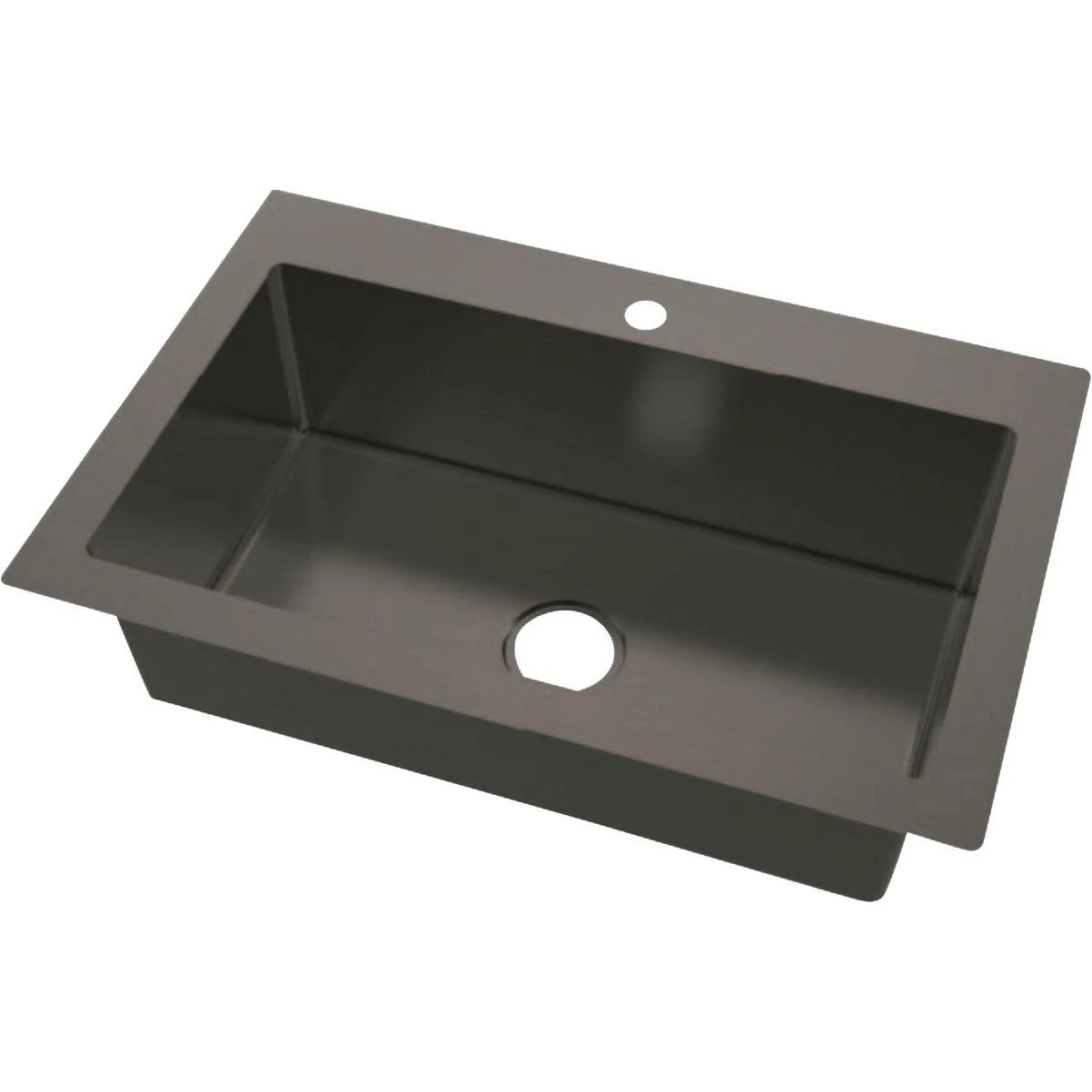 Compass Manufacturing Single Bowl 33 In. X 25 In. X 8 In. Black Stainless Dual Mount Sink