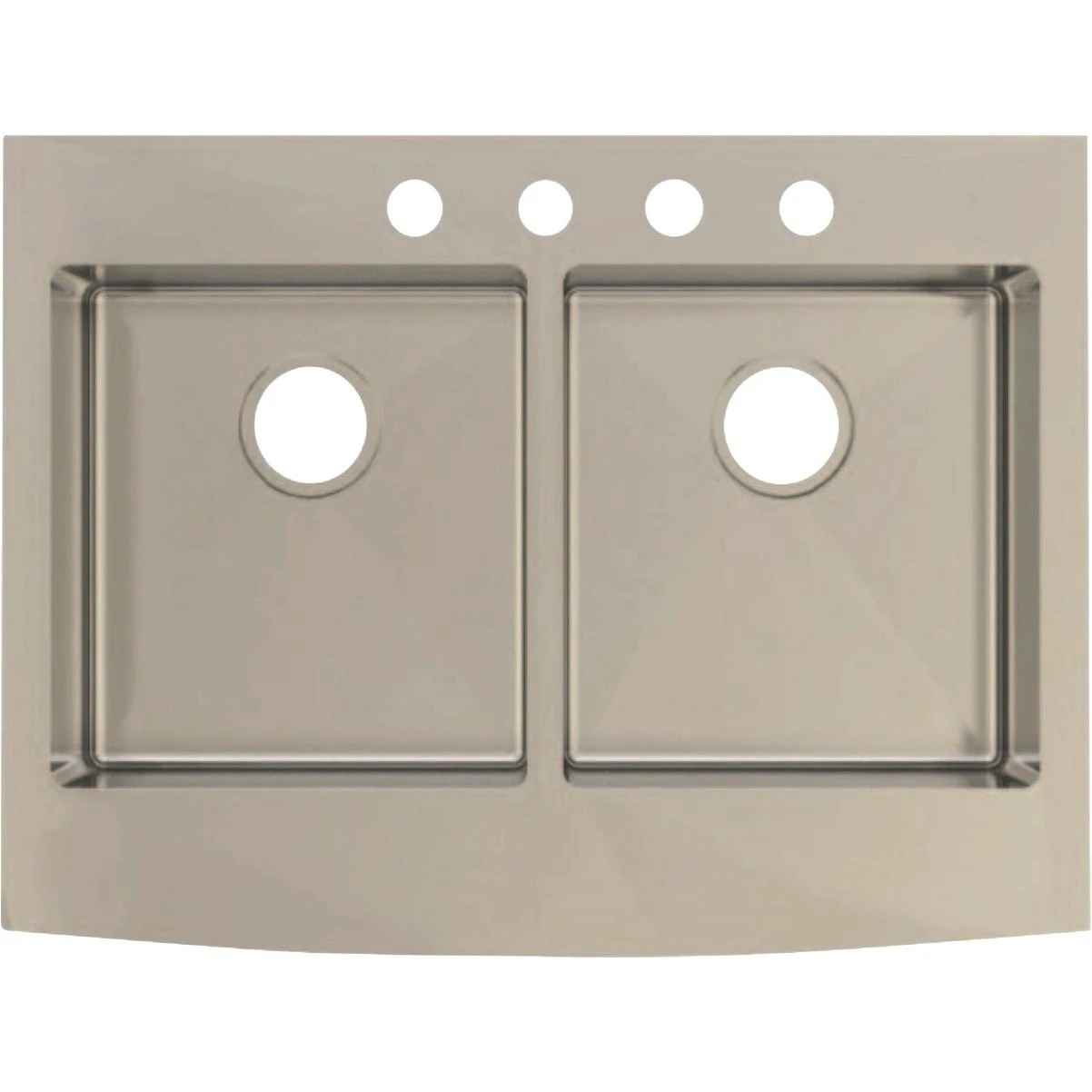 Compass Manufacturing Double Bowl 33 In. X 25 In X 8 In. Stainless Steel Curved Front Apron Farm Sink