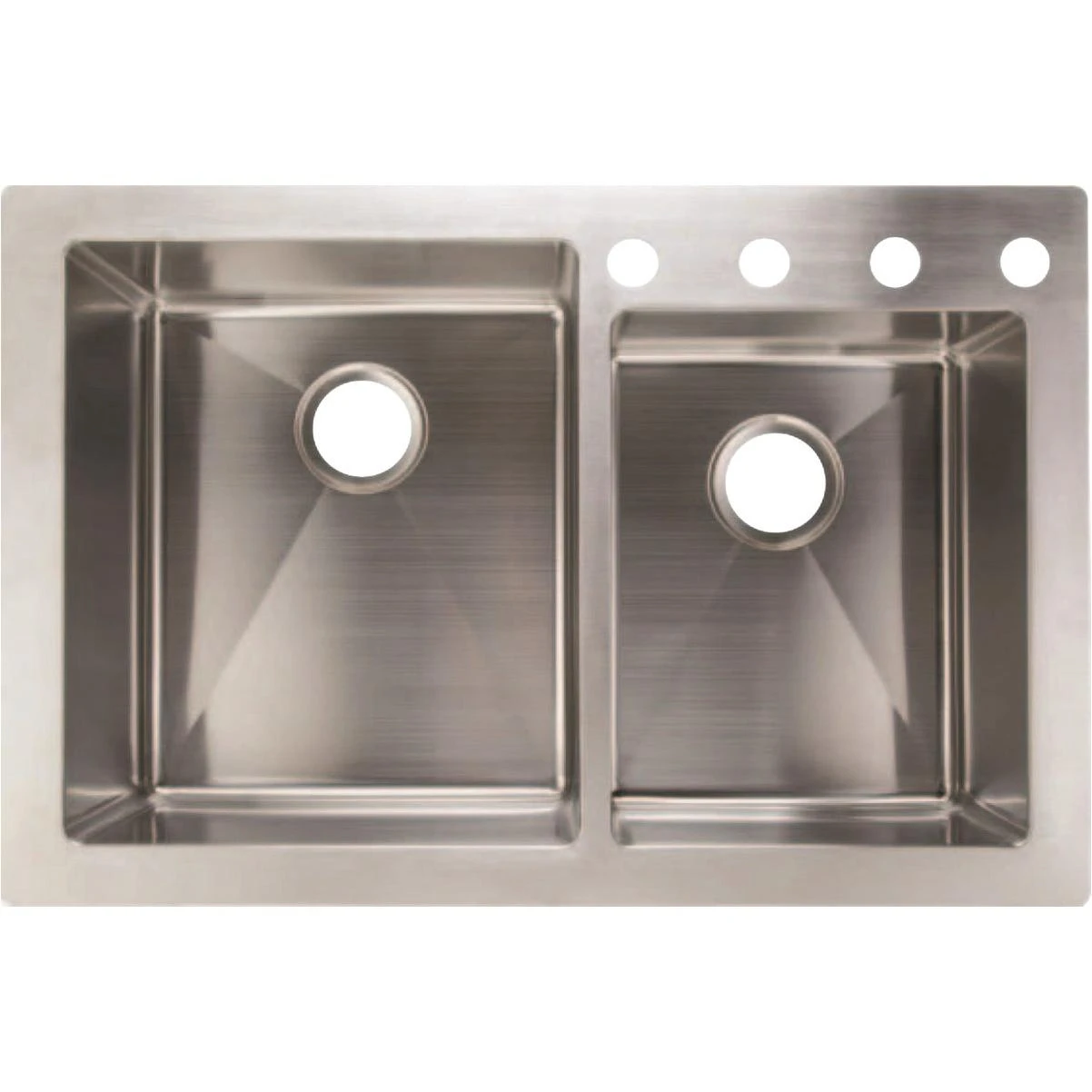 Compass Manufacturing 33 In. X 22 In. X 9 In./7 In. 60/40 Double Bowl Dual Mount Offset Kitchen Farm Sink