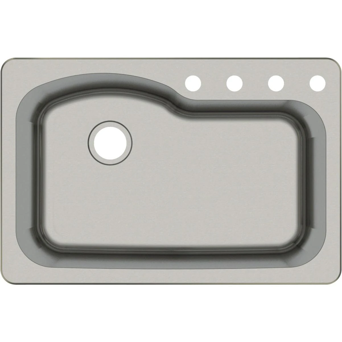 Compass Manufacturing 33 In. X 22 In. X 9 In. Single Bowl Stainless Steel Top Mount Offset Kitchen Sink
