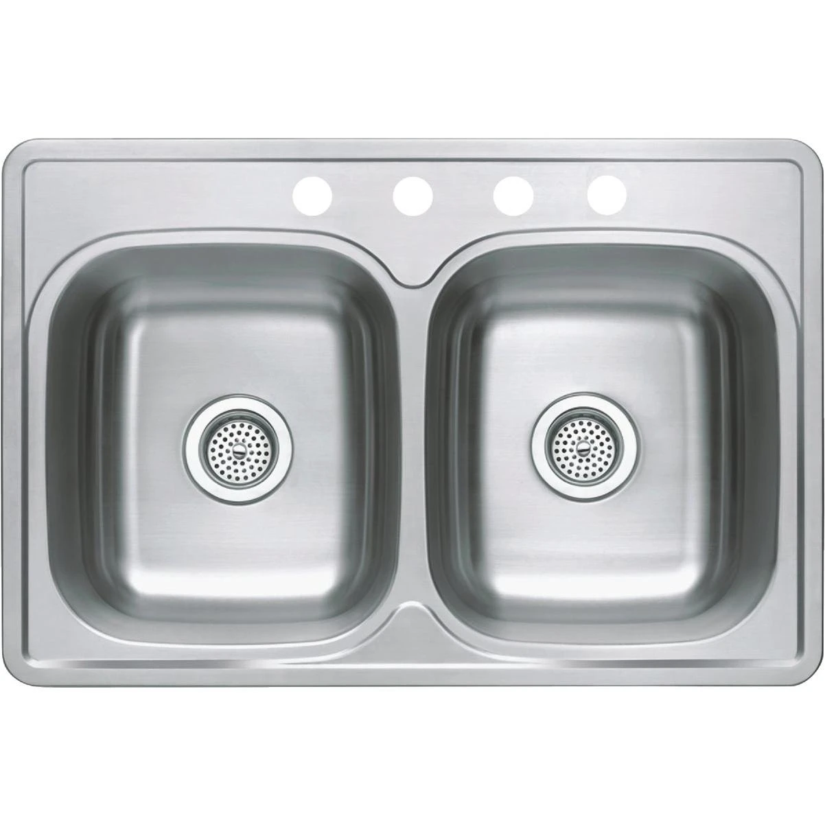 Compass Manufacturing 33 In. X 22 In. X 8 In. Double Bowl Top Mount 22 Ga. Kitchen Sink