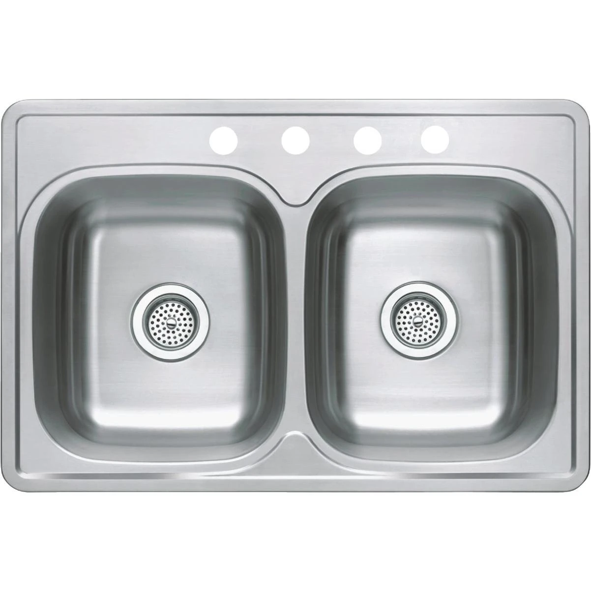 Compass Manufacturing 33 In. X 22 In. X 6 In. Double Bowl Stainless Steel Top Mount Kitchen Sink