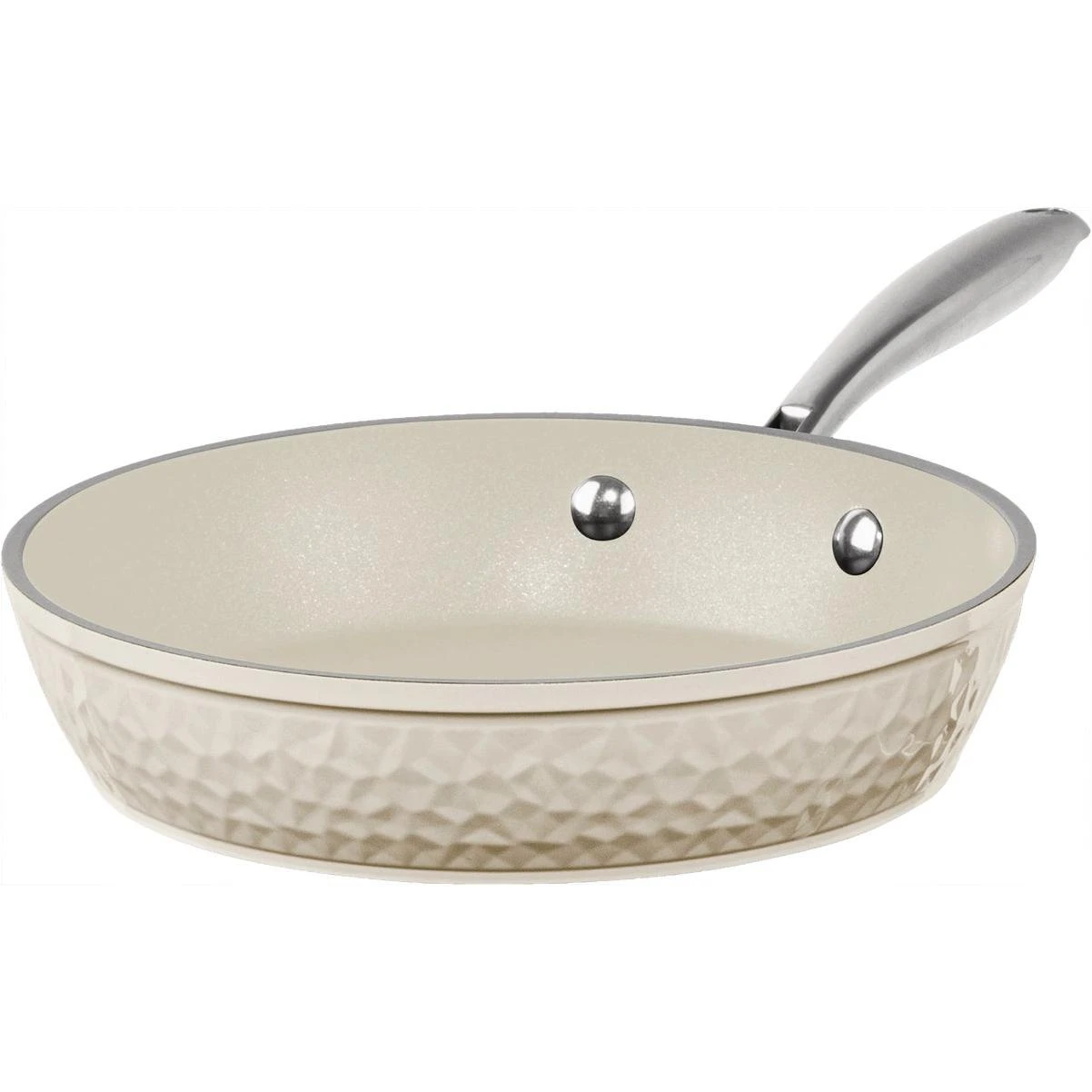 10 In. Hammered Cream Collection Fry Pan With Lid