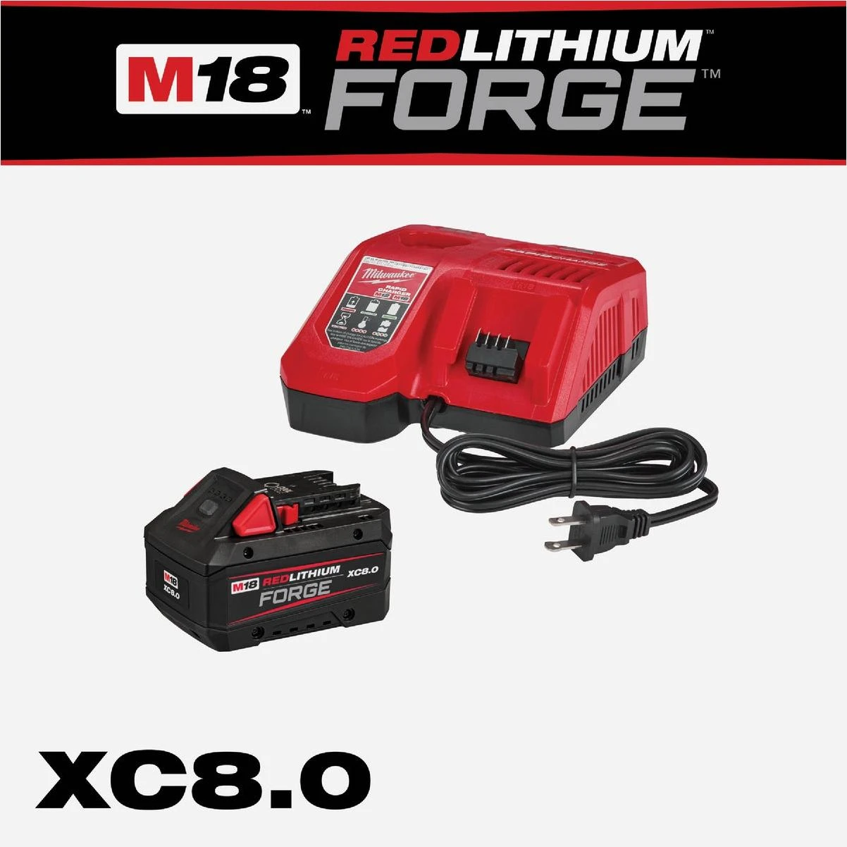 M18 Redlithium Forge Lithium-ion High Output Xc 8.0 Ah Battery Pack & Charger Starter Kit