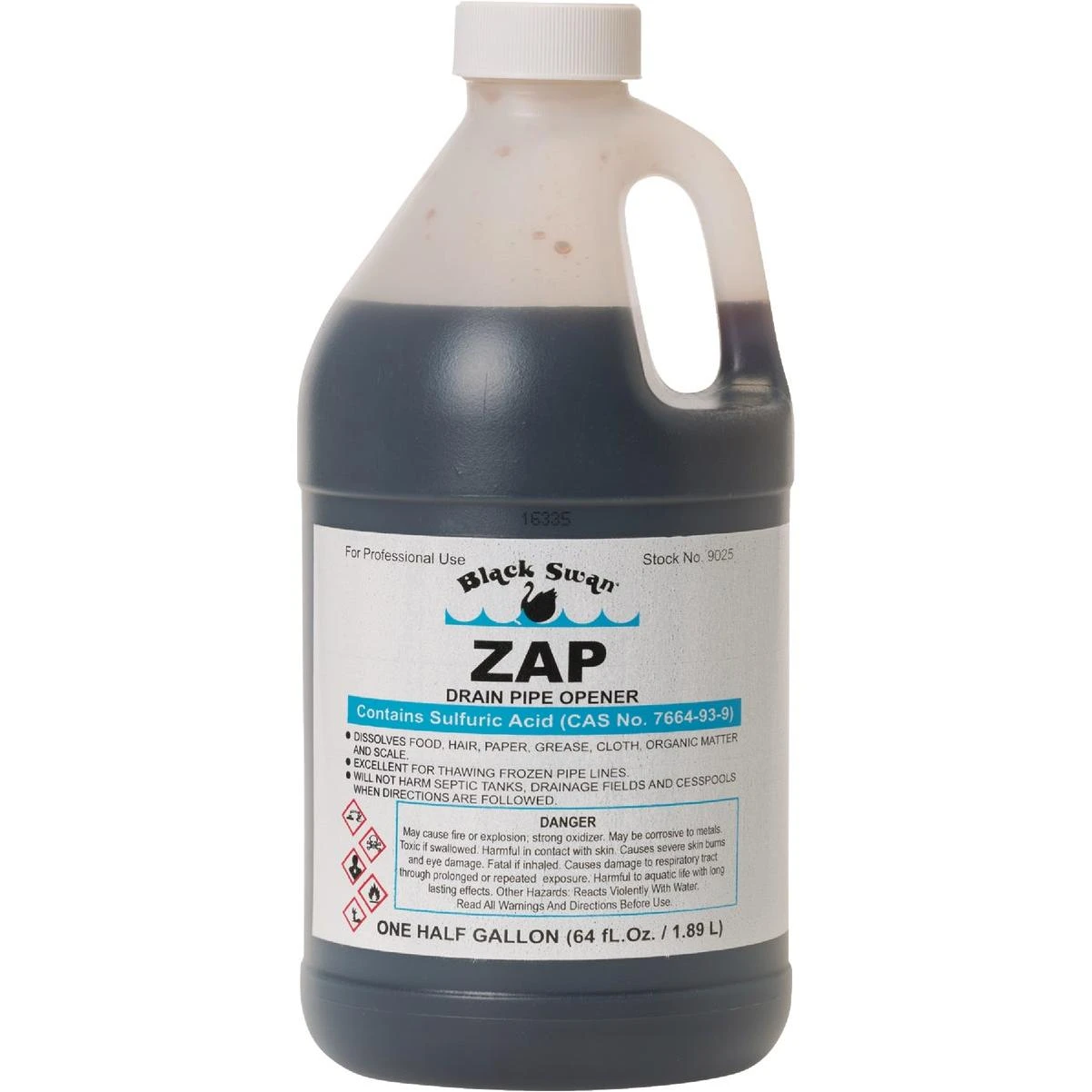 Zap Sulfuric Drain Opener (1/2 Gal) With Odor Blanket – Industrial-strength Clog Remover