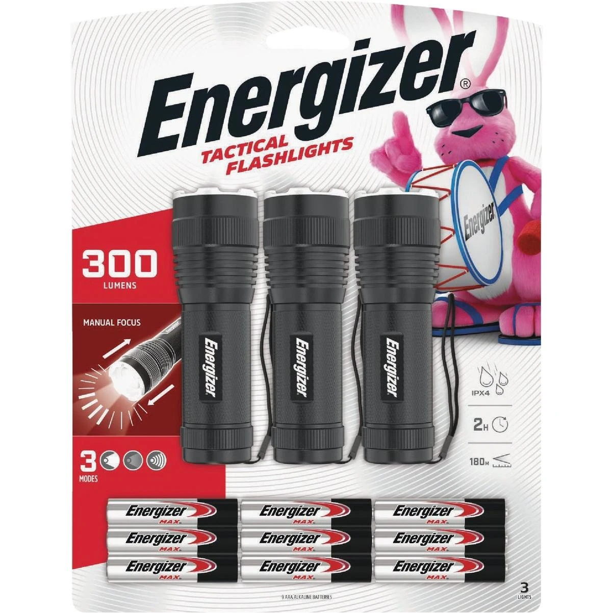 300 Lm. Led Tactical Flashlight (3-pack)