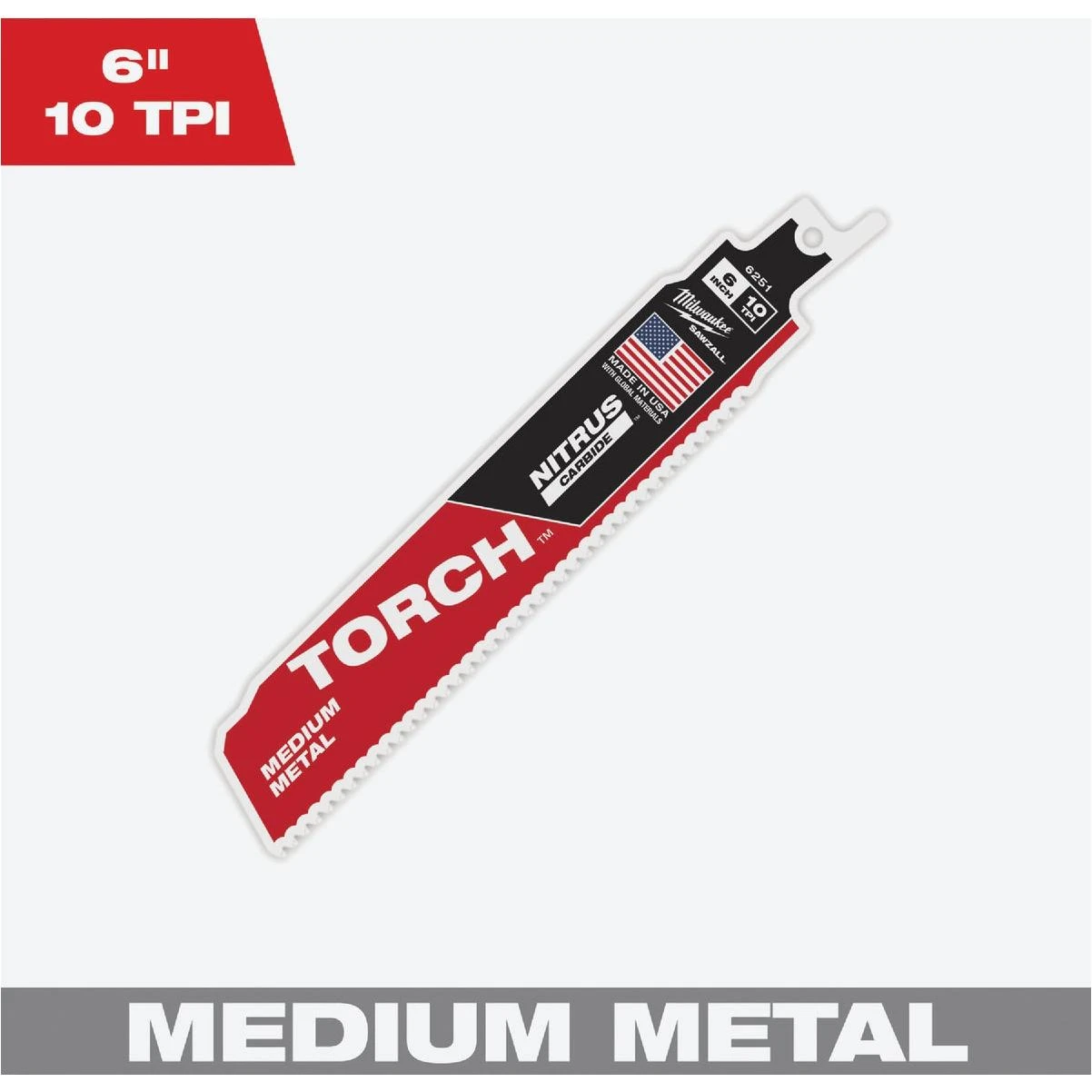 Torch 6 In. 10 Tpi Nitrus Carbide Medium Metal Reciprocating Saw Blade