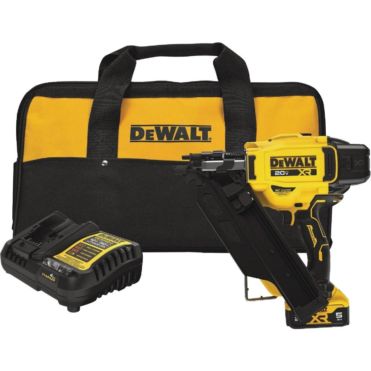 20v Max Xr Brushless 30 Degree Cordless Framing Nailer Kit With 5.0 Ah Battery & Charger