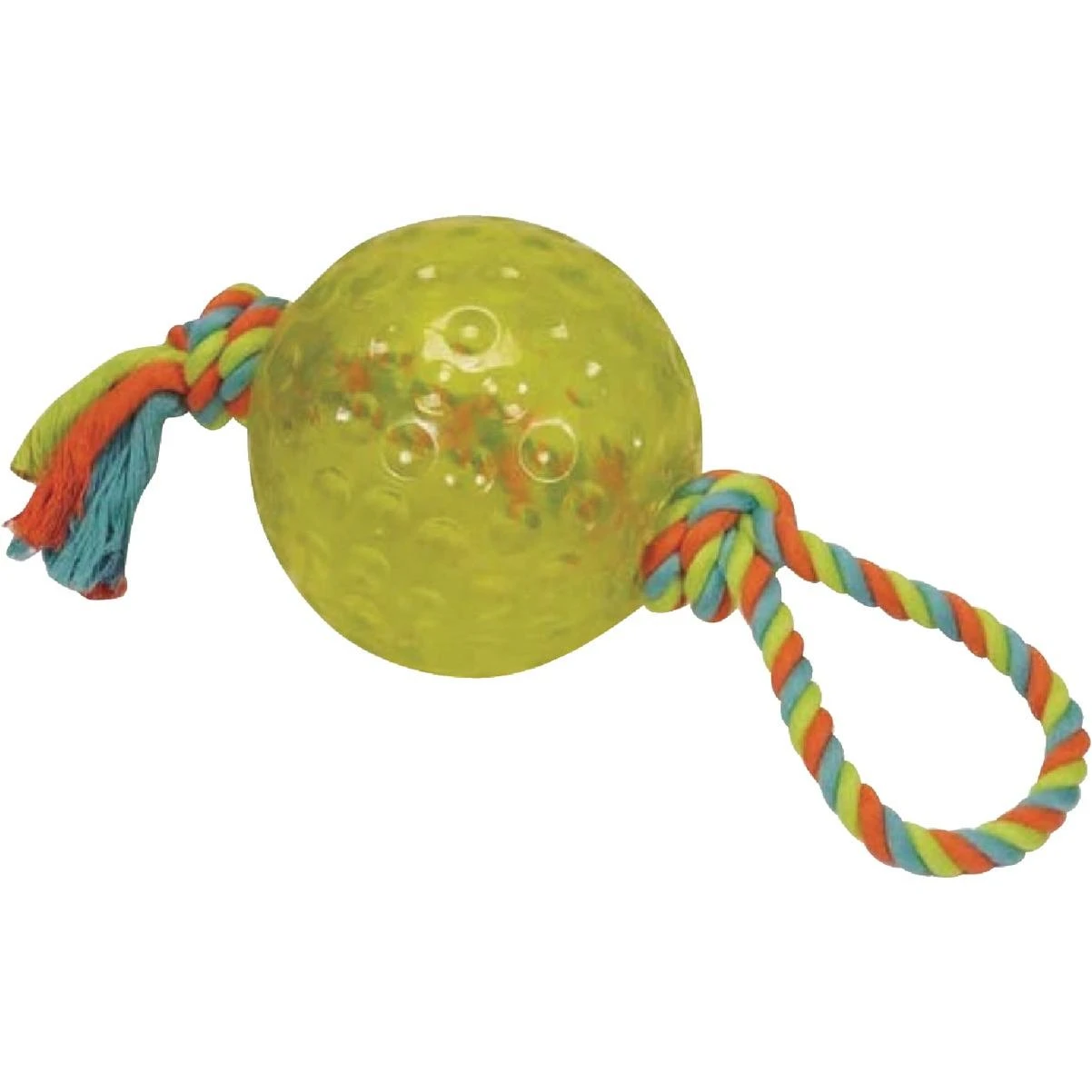 Chomper 5 In. Tpr Ball With Rope Tug Dog Toy