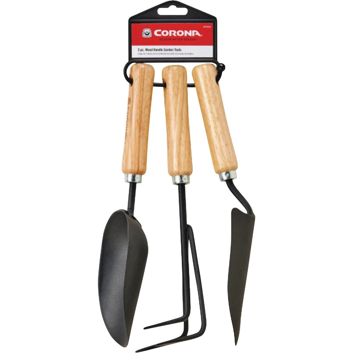 3-piece Wood-handle Garden Tool Set – Transplanter, Cultivator & Scoop