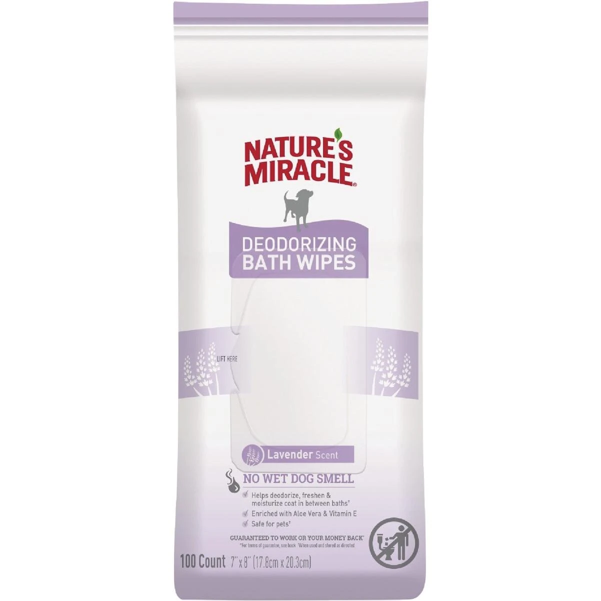 Lavender Scent Deodorizing Dog Bath Wipes (100-pack)