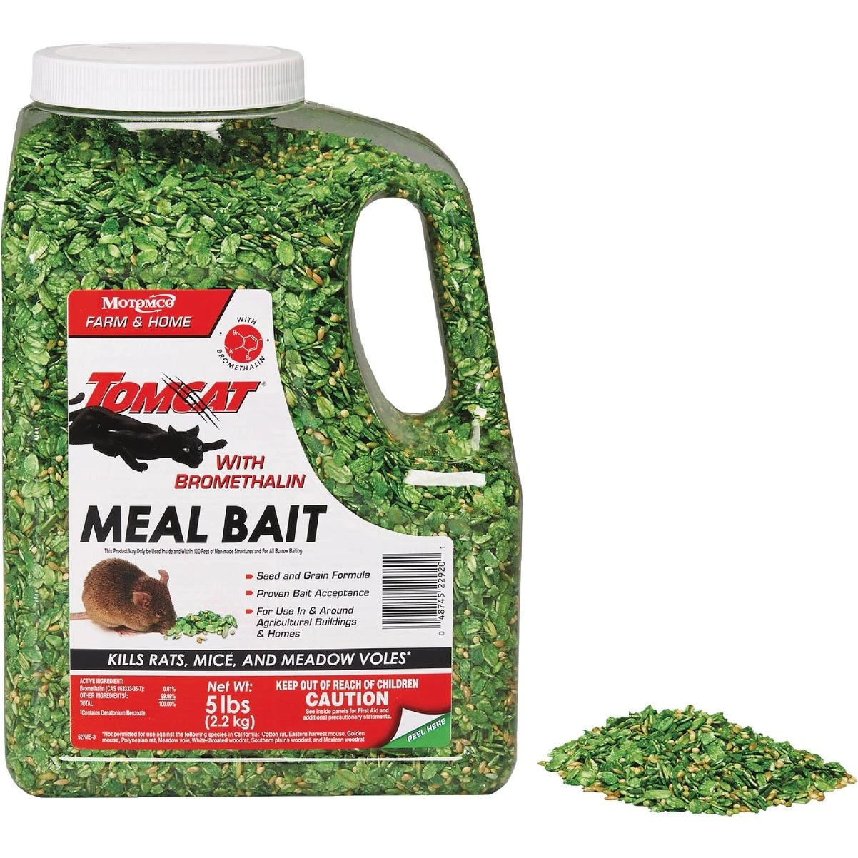 With Bromethalin 5 Lb. Rats, Mice, & Meadow Voles Meal Bait