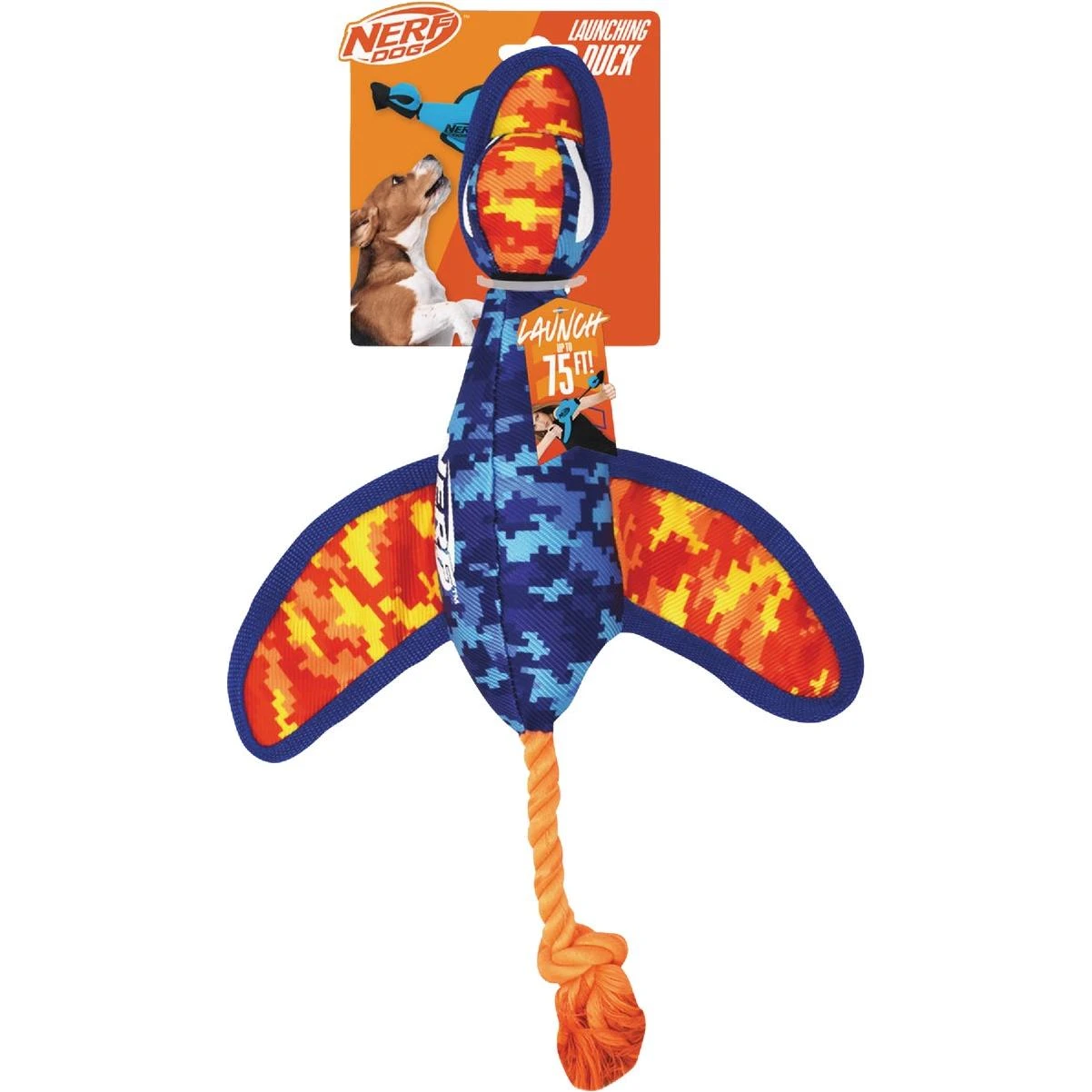 Nerf Dog 16.5-in Nylon Digital Camo Crinkle-wing Launcher Duck — Long-range Fetch Toy For Medium & Large Dogs