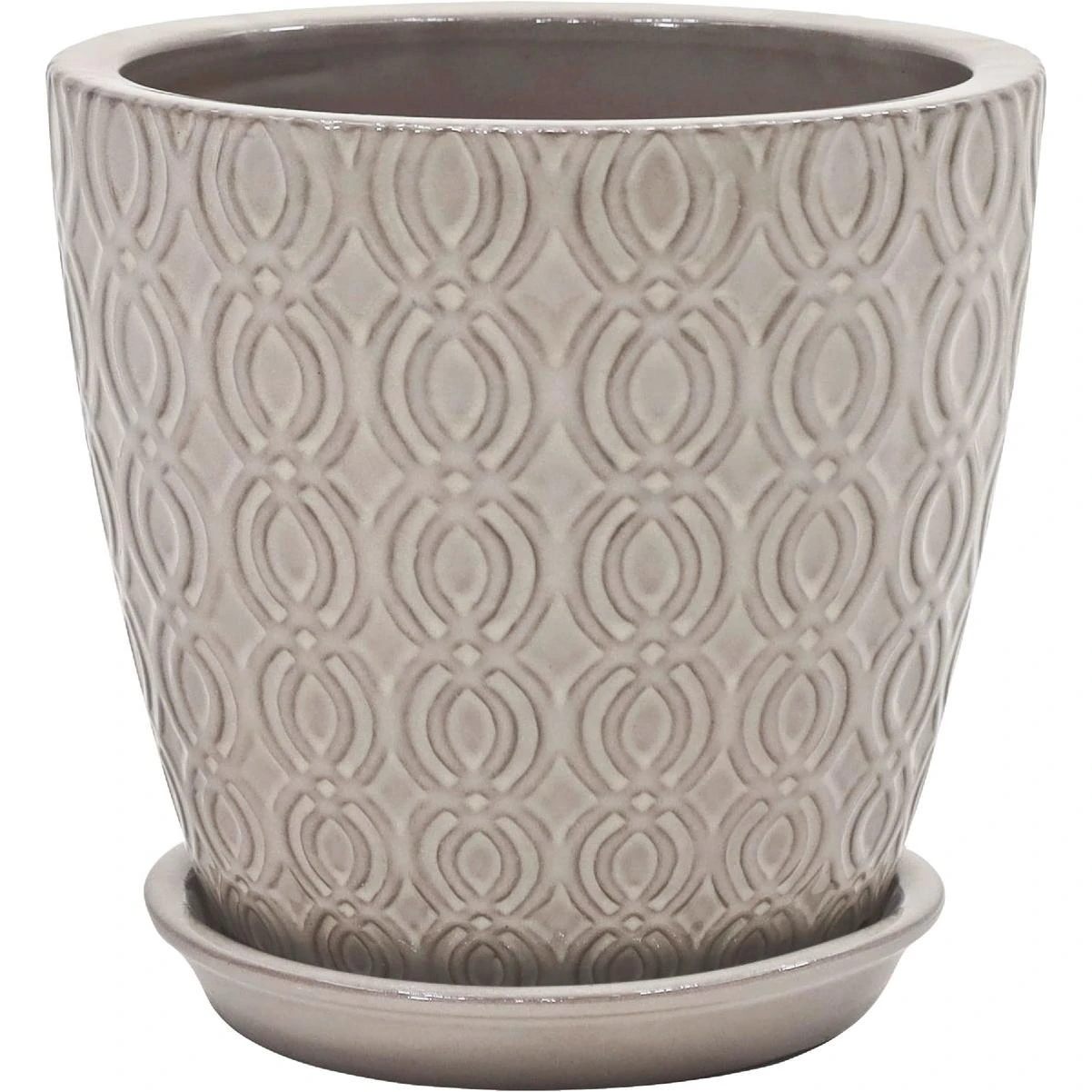 Usov 8.7 In. Dia. Gray Ceramic High Gloss Planter
